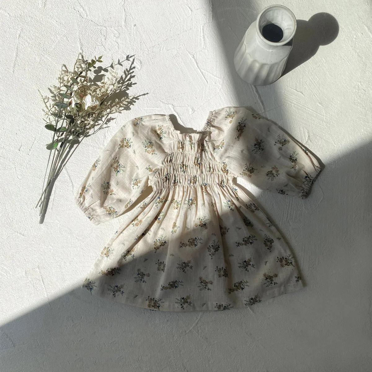 2025 Spring New Baby Long Sleeve Dress Cotton Girls Sweet Floral Princess Dress Infant Flower Print Dress Toddler Clothes