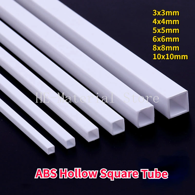 

10/20Pcs Length 500mm ABS Hollow Square Tube 3x3/4x4/5x5/6x6/8x8/10x10mm DIY Manual Building Sand Table Model Material