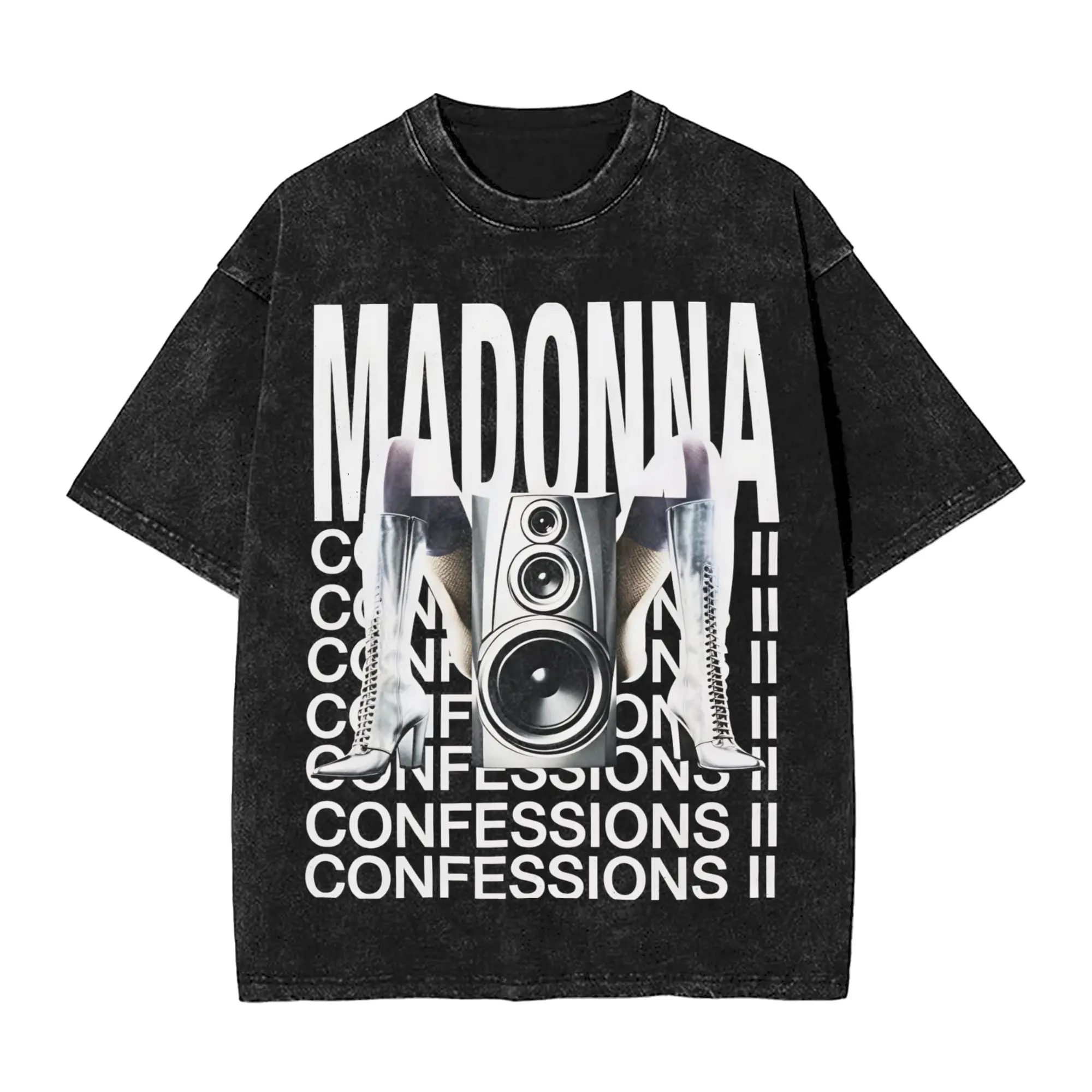 2026 M-Madonna Confessions II Washed T Shirt Streetwear Novelty T-Shirt  Tees Tops for Men Women Cotton Oversize Printed