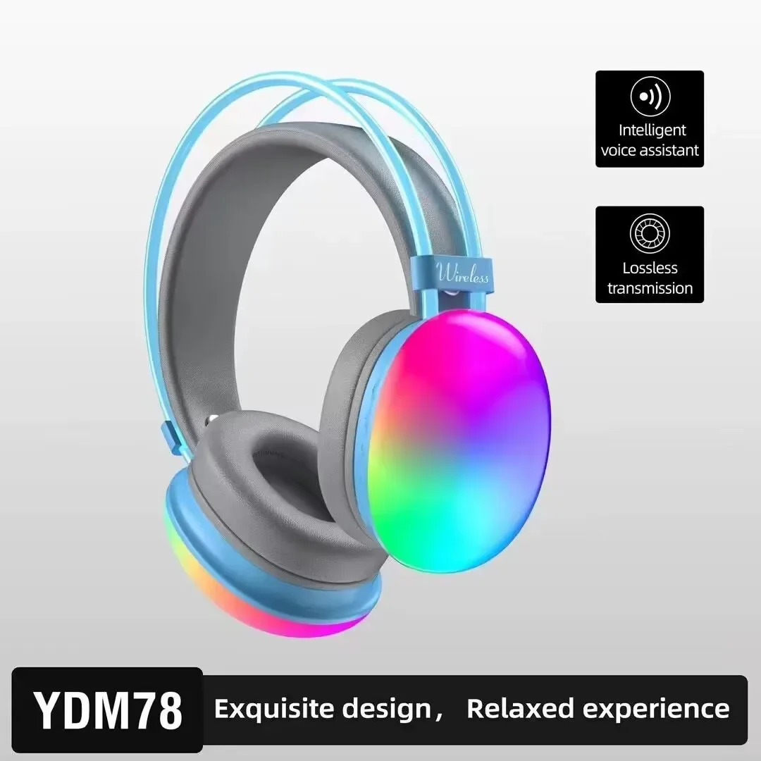 

New Bluetooth Headphones RGB Gradient Luminous Computer Gaming Wireless Headset Heavy Bass Call Wired Noise Reduction Headsets