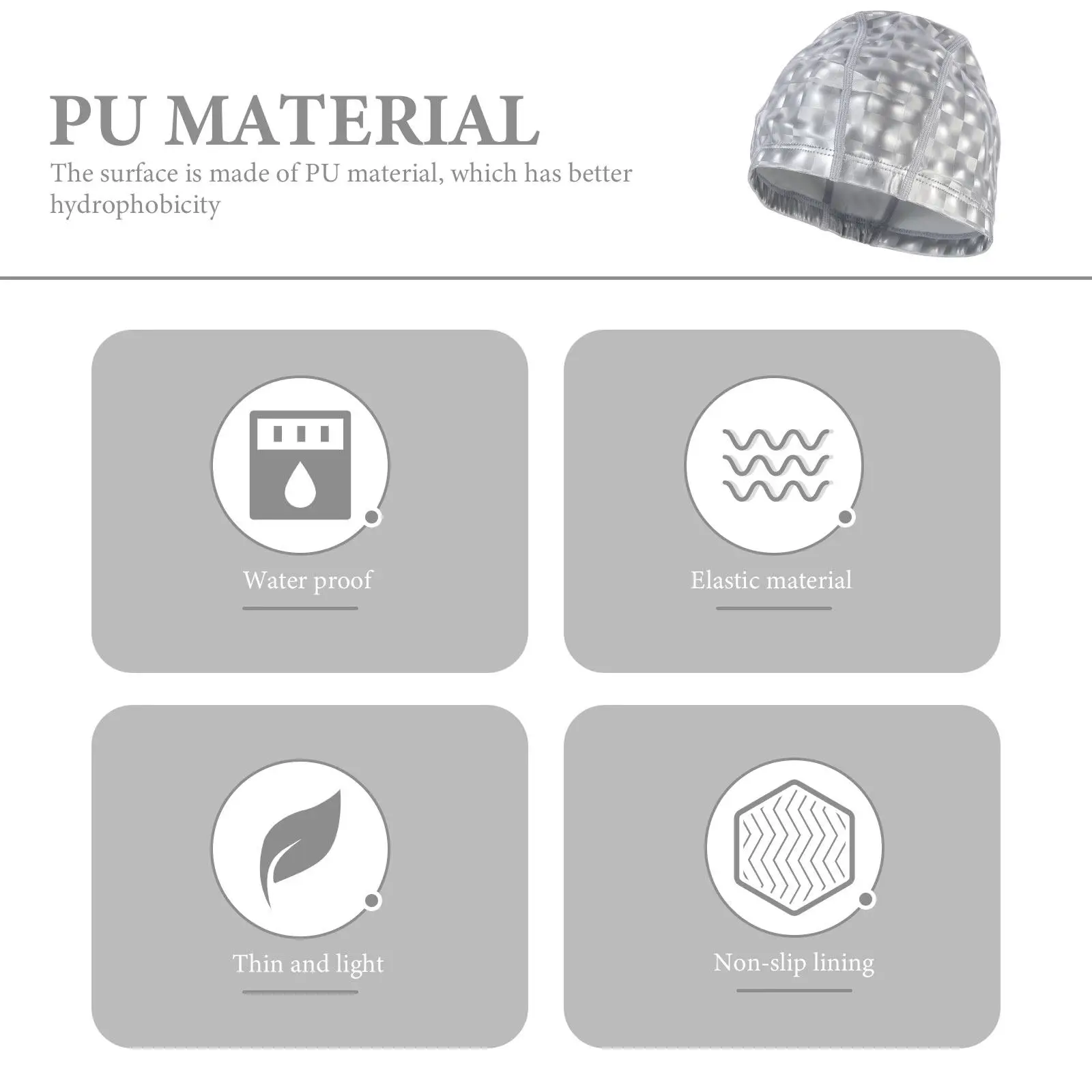 PU Elastic Waterproof Swim Cap Adult Unisex Long Hair Swimming Hat Ponytail Braid Bun Cover Hair Ear Protection Indoor Outdoor