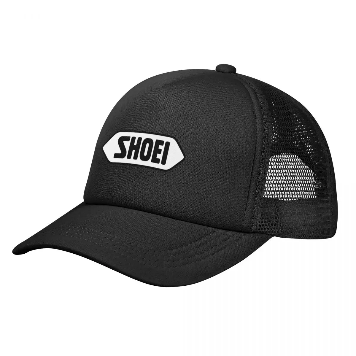 

Black Shoei Helmet Letters Racing Motorsport Adjustable Mesh Baseball Cap For Men Grid Trucker Hat Hip-hop Sunscreen Hat