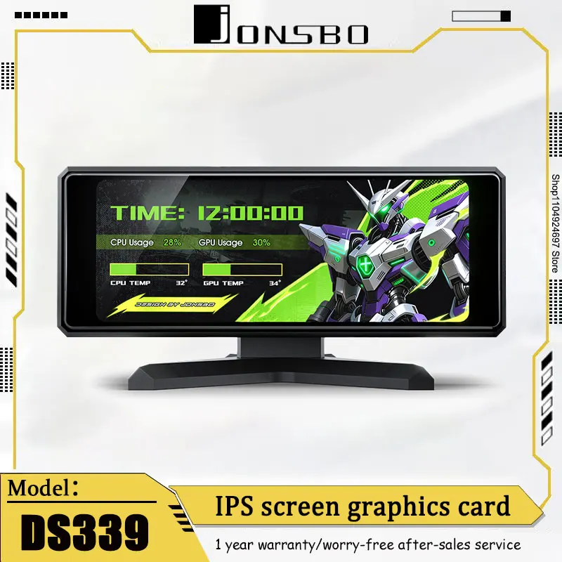 

JONSBO DS339 Chassis Secondary Screen 3.39-inch IPS Screen Computer Performance Monitoring USB Interface Direct Connection Black