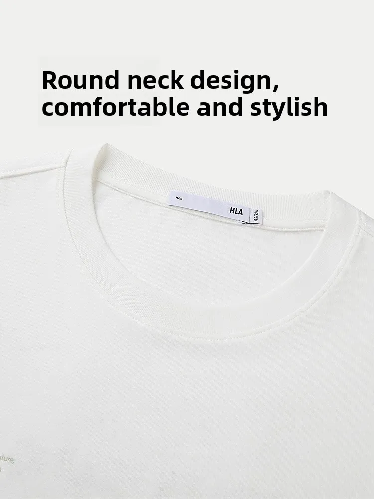 Comfortable Long Sleeve round Neck T-Shirt Men's Simple Style HLA POWER YOUNG Series New Arrival Autumn 2026 Cotton Polyester...