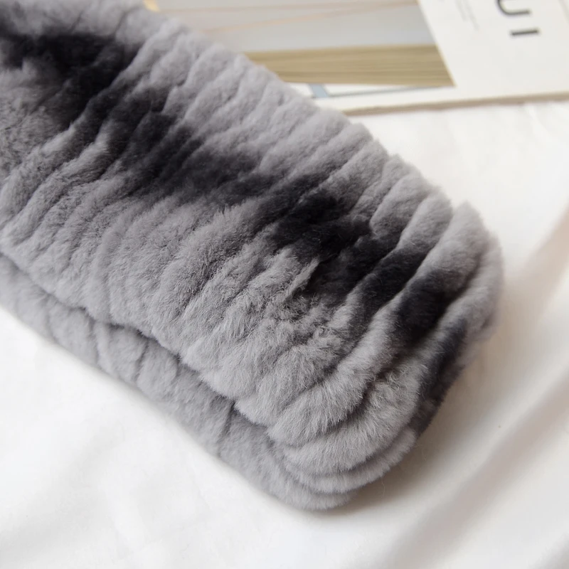 2026 Neuer Winter-Outdoor-Schal für Damen aus echtem Rex-Kaninchenfell, natürliche dicke Pelzschals, warm für Russland, 100% echtes Rex-Kaninchenfell-Stirnband – Detail 7