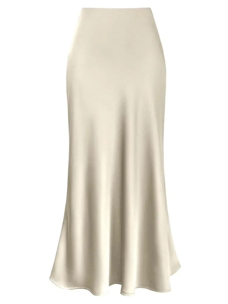 

Spring Summer Women's Clothing New Style Silky Texture Forged Surface Acetic Acid Hanging High Waist Fish Tail Half Skirt Women