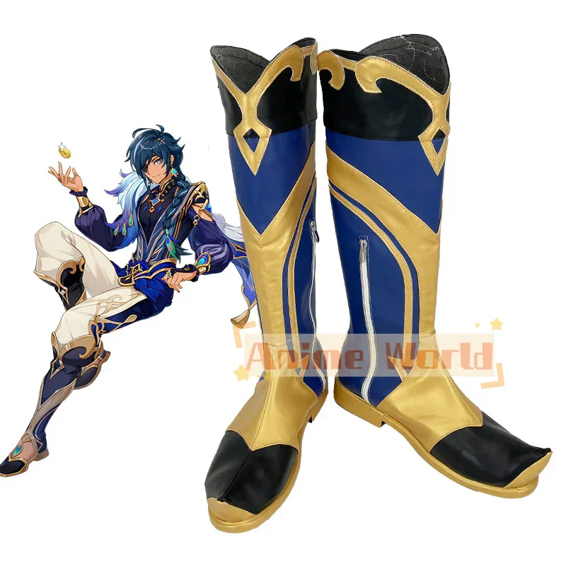 Genshin Impact Kaeya Sailwind Shadow nuevos zapatos de piel botas de Cosplay botas de Carnaval de Halloween hechas a medida