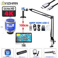 YIZHAN 4K 48MP Digital Microscope With HDMI USB-C 0-150X Lens Mount Industrial Microscope Camera For PCB Soldering/Dentist