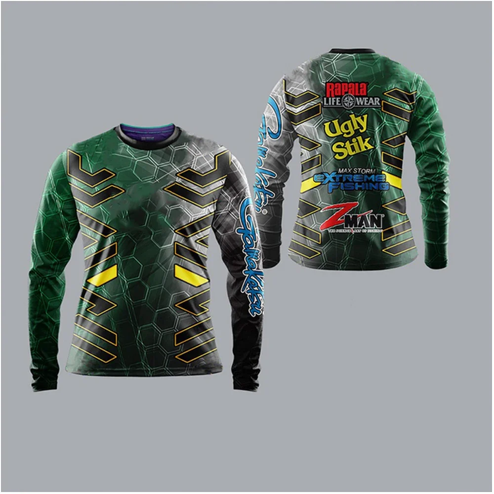 Outdoor round neck men Unisex Fishing Jerseys Long Sleeve Uv Protection Mountain Bike Quick Drying MTB Cycling Jersey