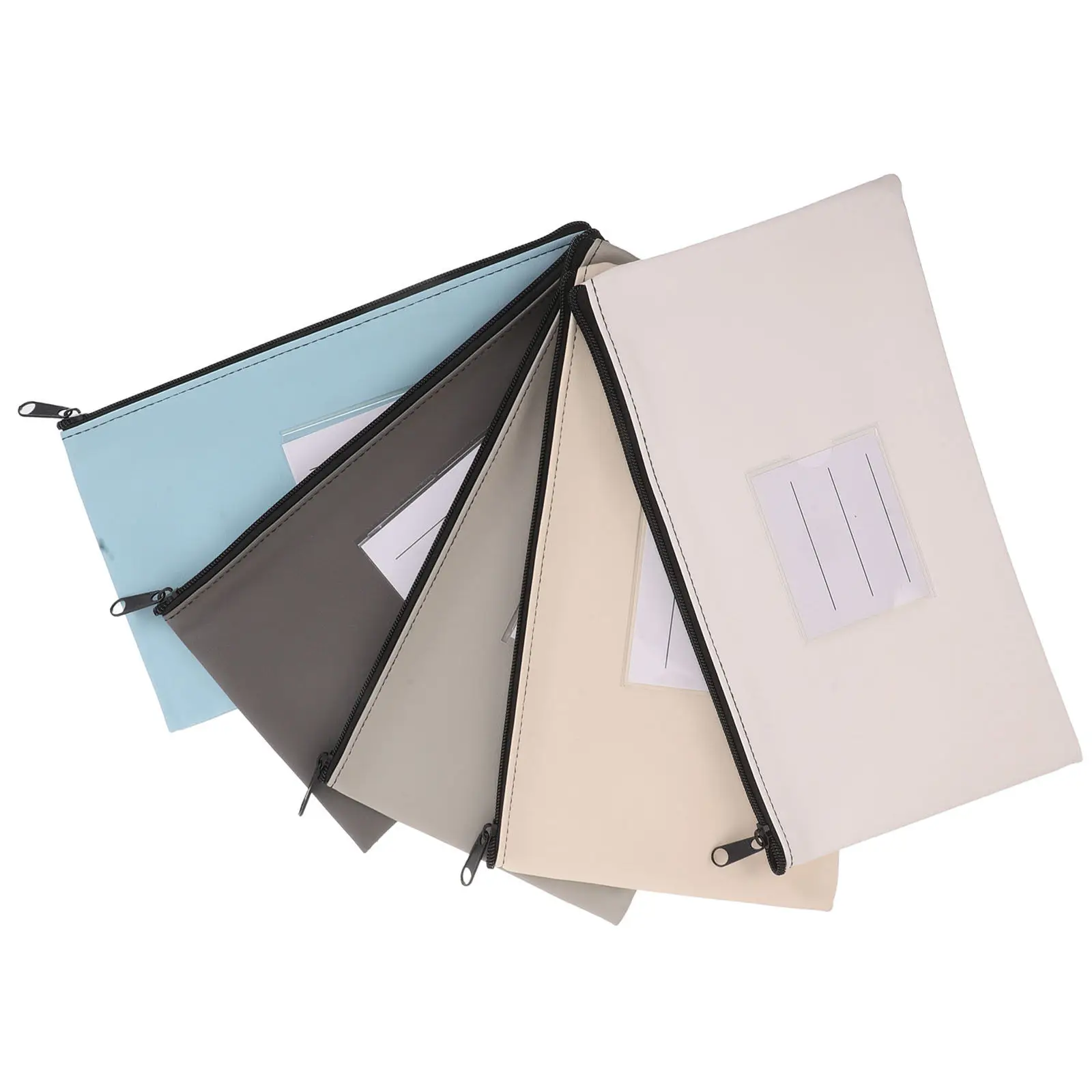 

5Pcs PU Money Bag with Zipper Functional Receipt Wallet for Office Organization Management Bank Supplies