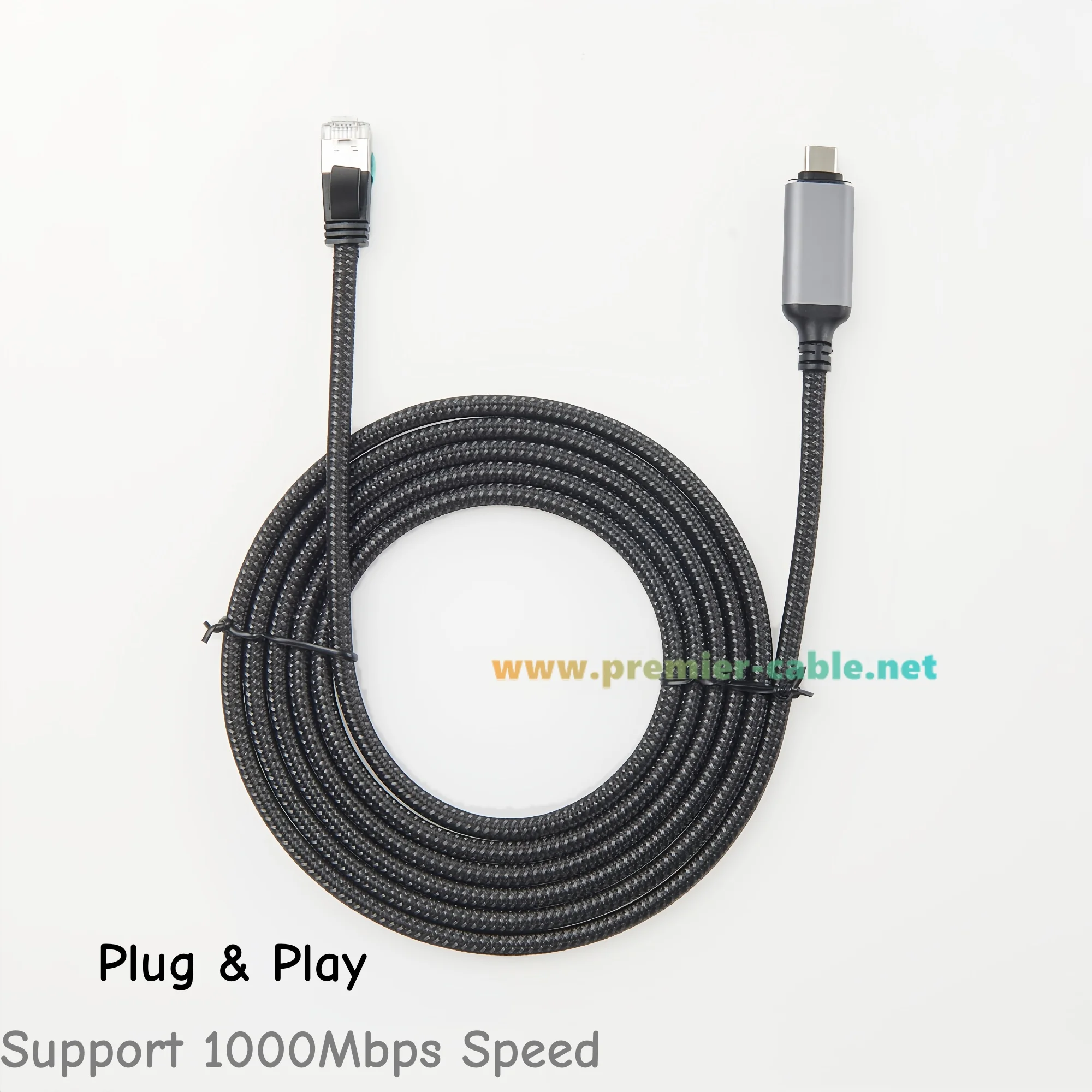 10/100/1000Mbps USB C to Ethernet Cable USB 3.1 Type C to RJ45 Gigabit LAN Network Converter Adapter Cable CAT6 Cable for Laptop