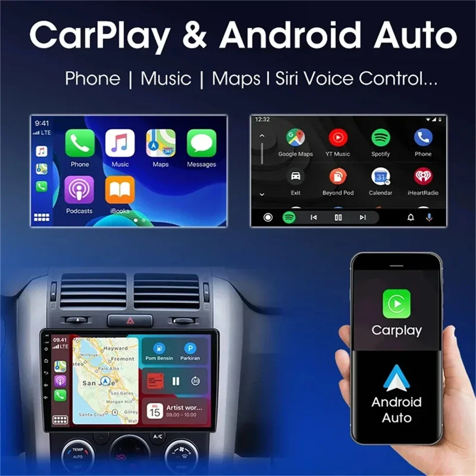 Android 15 Carplay Auto For Toyota RAV4 Rav 4 2005 - 2010 2011 2012 2013 Car Radio Multimedia GPS Player Stereo WIFI 4G BT DSP