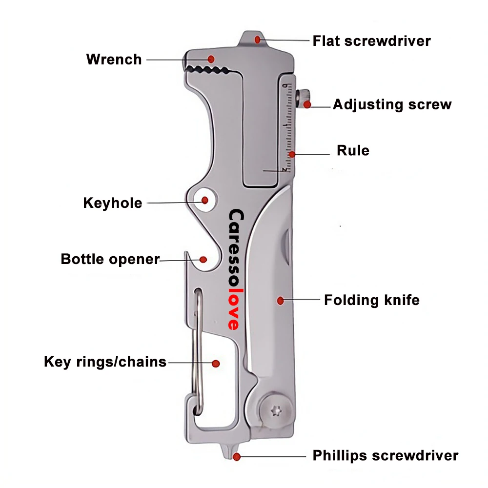 EDC Multifunctional Pocket Knife Mini Wrench Keychain Folding Knife Outdoor Multitool Bottle Opener Express Box Cutter Jackknife