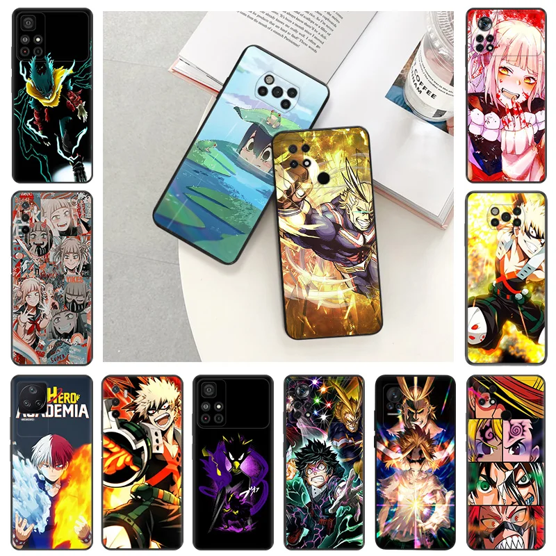 Black Matte Anti-Drop Phone Case For Xiaomi Poco X5 X4 X3 F5 F4 GT F3 M5 M4 M3 C51 C50 C40 Todoroki Shoto My Hero Academia Cover