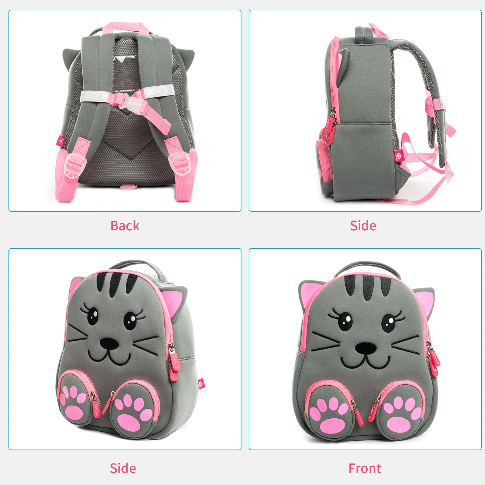 Mochila escolar para niñas, Mini bolsa de viaje para niños, diseño de gato de dibujos animados, ligera y cómoda para niñas de 2 a 5 años