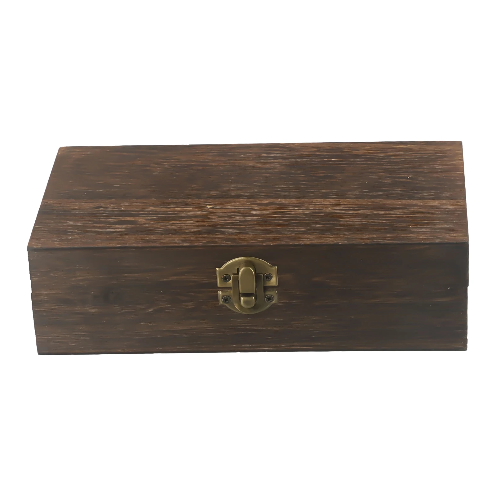 1pc Wooden Storage Box With Metal Retro Buckle Rectangular 20x10x6cm For Tea Coffee Beans Retro Buckle Clamshell Jewel Box