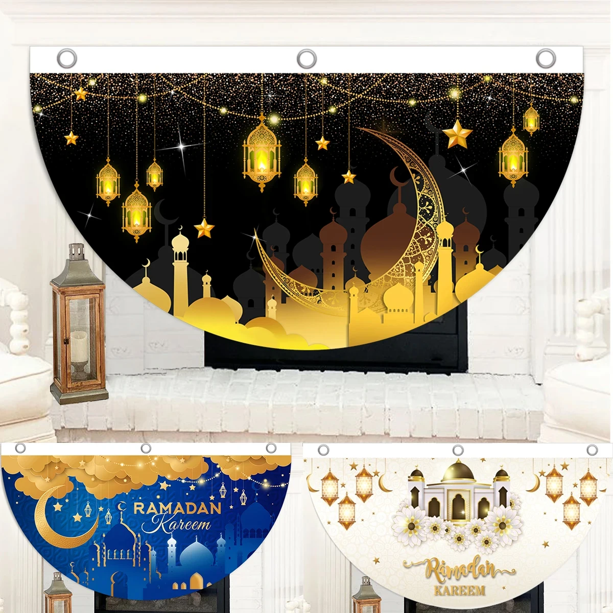 

EID Mubarak Outdoor Fan-shaped Flag Banner Ramadan Decoration For Home 2024 Islamic Muslim Party Supplies Ramadan Kareem Decor