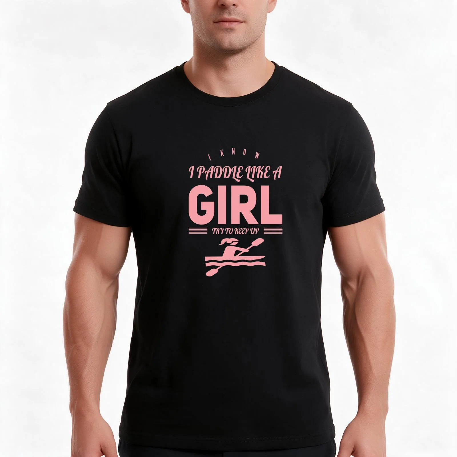 I Know I Paddle Like a Girl Try to Keep Up T-Shirt, Summer Casual Cotton Tee, Oversized Streetwear Tops, Vintage Graphic Print