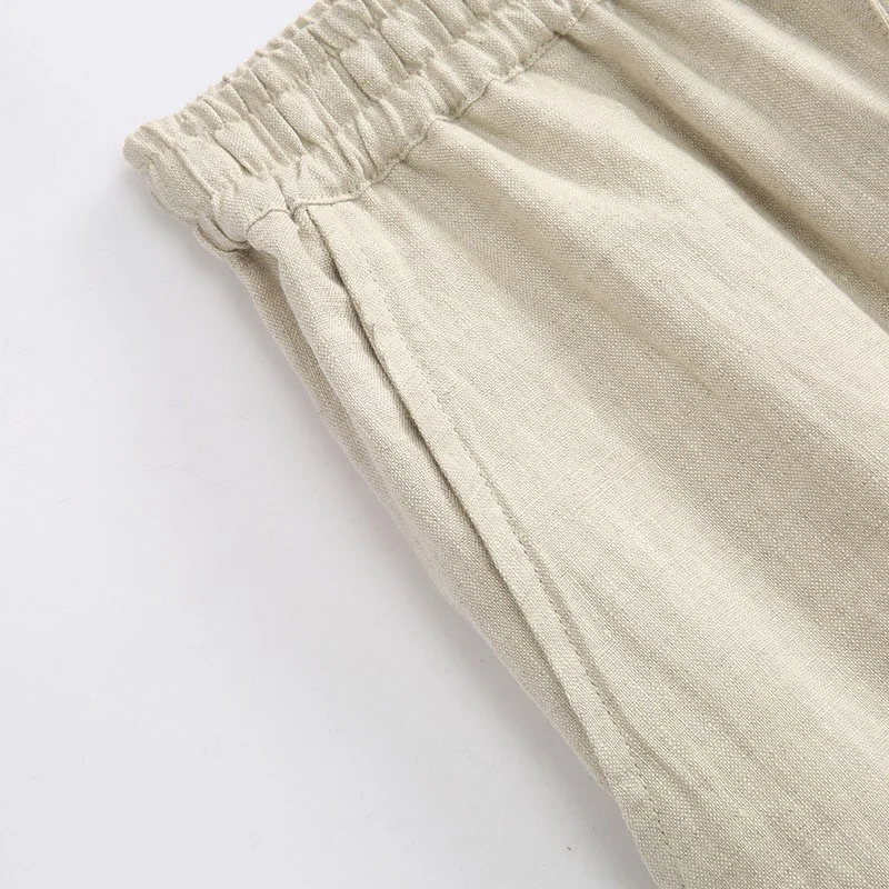 Solid Color Linen Straight-Leg Dress Pants for Men, Spring and Autumn Design, Thin Wide-Leg Casual Pants, Loose Slimming High-Waisted Long Trousers