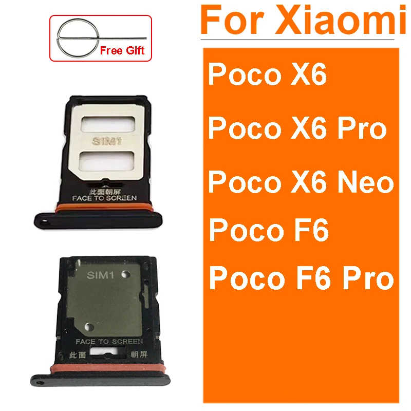 For Xiaomi Poco X6 X6 Pro X6 Neo Poco F6 F6 Pro Sim Card Tray Slot SIM Card Slot Card Reader Holder Replacement Replacement 