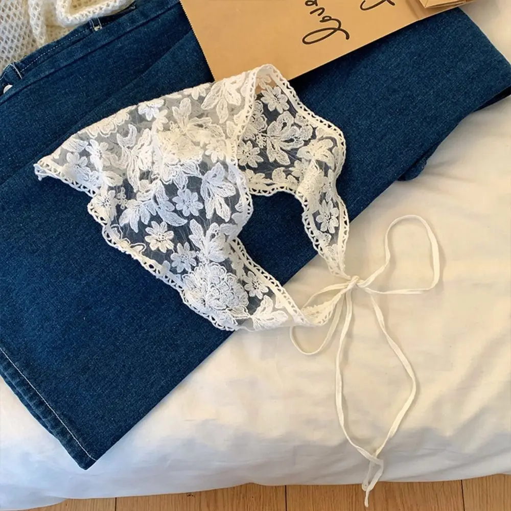 달콤한 시골 스타일 삼각형 반다나 랩 헤어 밴드 레이스 헤어 스카프 보헤미아 터번 삼각형 스카프 여행