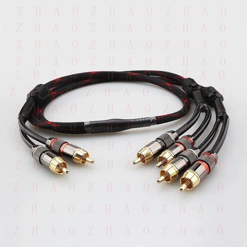 L+ for Gold Plated RCA Plug Splitter Hifi Extension Cable 2 Male to 4 Male RCA Adapter
