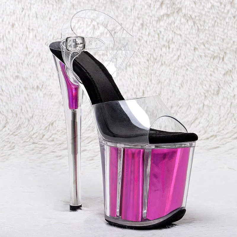 

New 20cm/8inches Shiny PVC Upper Electroplate Platform High Heel Sandals Sexy Model Shoes Pole Dance Shoes 145