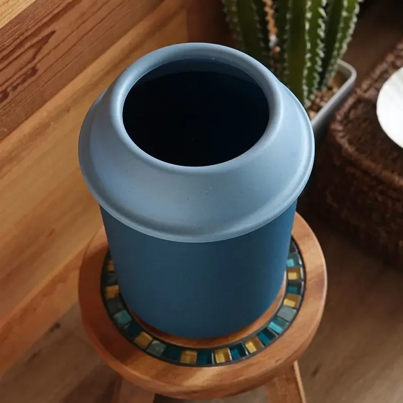 Lightweight Trash Can Plastic Round Trash Can Kitchen Bathroom Bedroom Garbage Bins Modern Home Drop Resistant Garbage Baskets