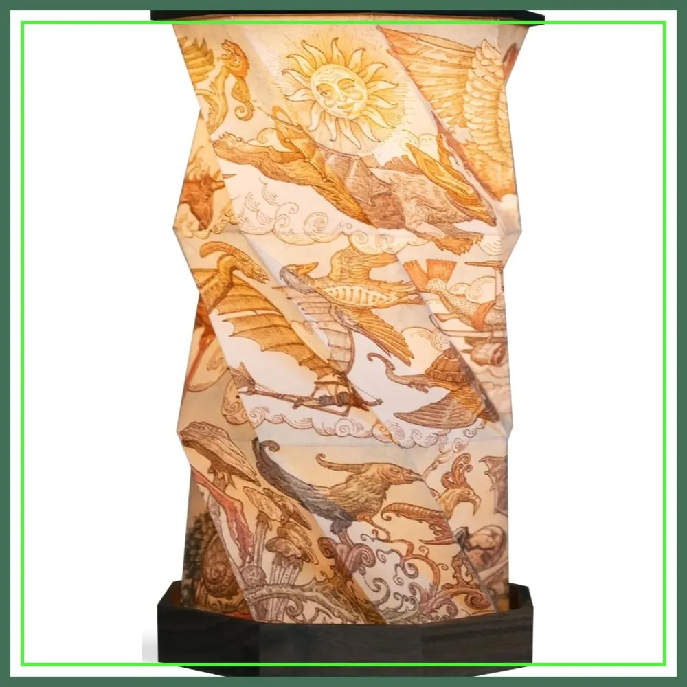 

Portable Foldable Desk Lamp - Battery Operated Travel Lamp - Dimmable Touch Control & Adjustable Height - Hand-Drawn Illustrations - Warm Ambient Light