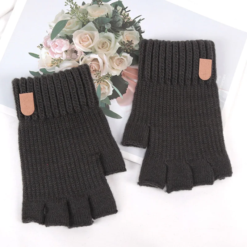 Winter Thick Elastic Knitted Gloves Warm Writting Office Cycling Fingerless Glove for Men Women Touchscreen Driving Work Gloves