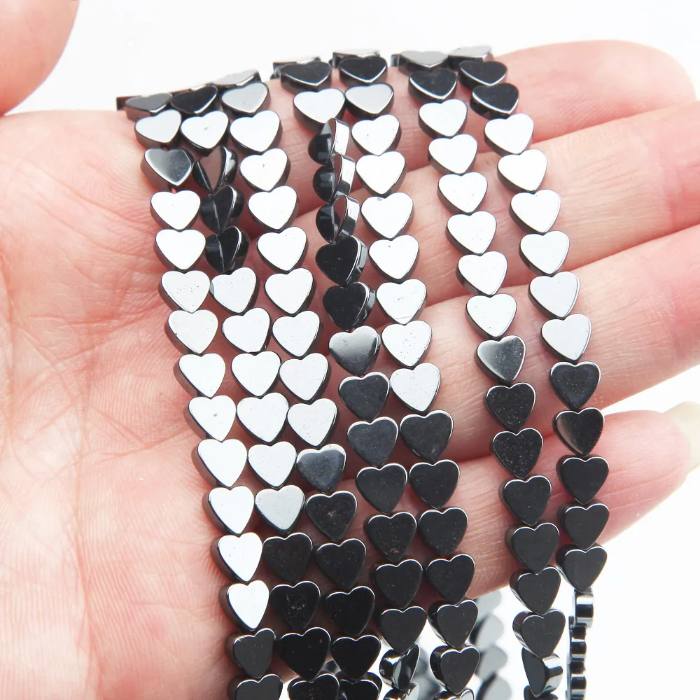 Hematite Stone Heart Beads Charms for Jewelry Making Bracelet Necklace Diy Drop Earrings Supplies Accessories 6/8mm