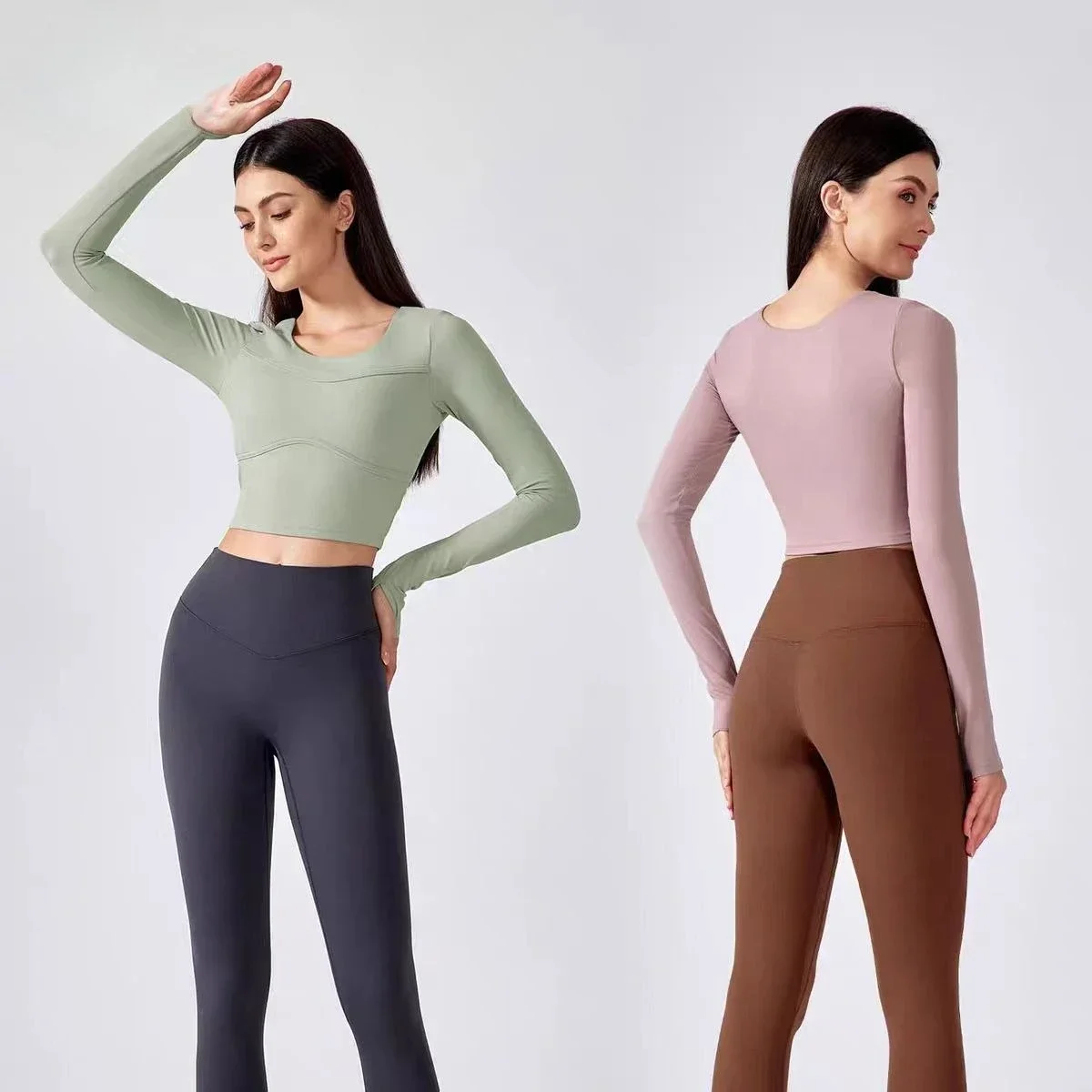 

Lemon Women's Yoga Suit Long Sleeve Training Morning Run Fixed Cup Short Fitness Suit High Sense Professional Sports Top Women
