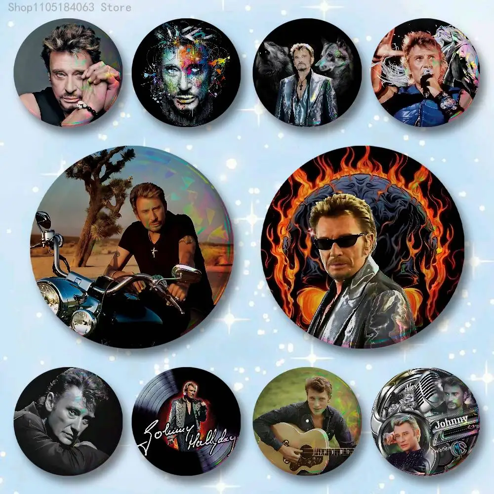 

J-Johnny H-Hallyday Badges 25 32 44 58 75 mm Round Cosplay Pin Bag Decor Fans Collect Friends Gifts Brooch Souvenir
