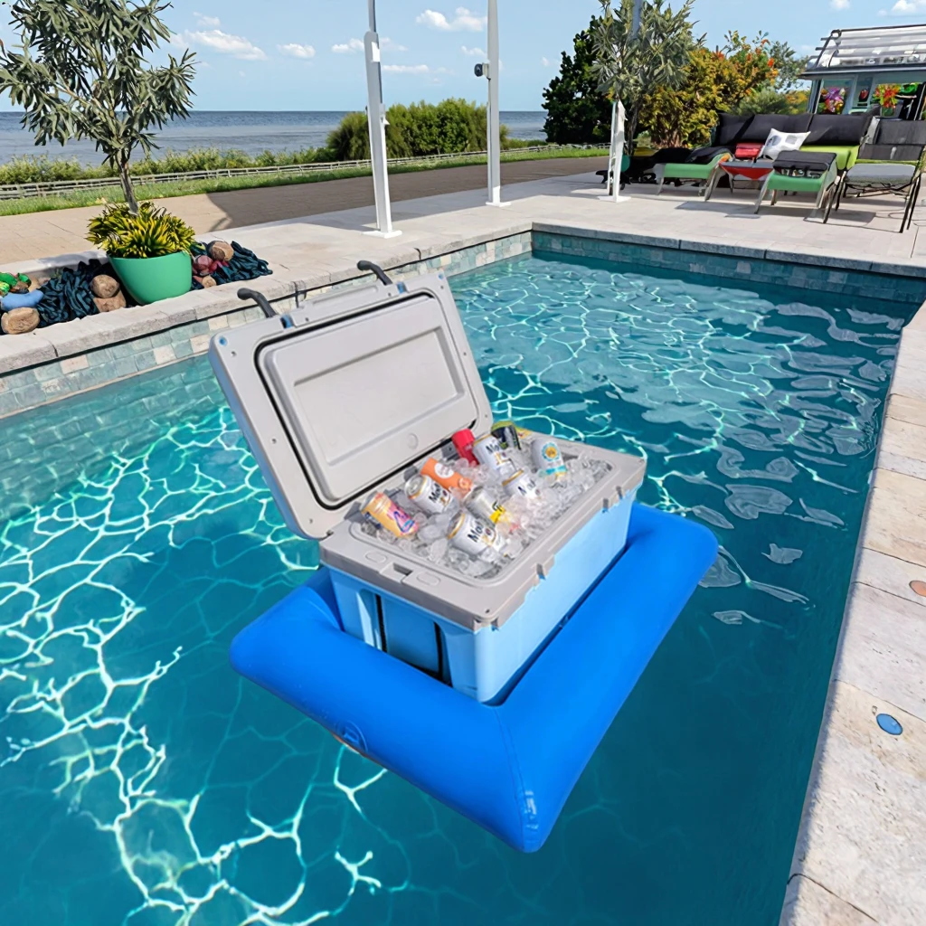 

Customized PVC Water Inflatable Fill-Up Station Cooler Float Drink Cup Holder Floating Pool Tray With air Pump for Sale