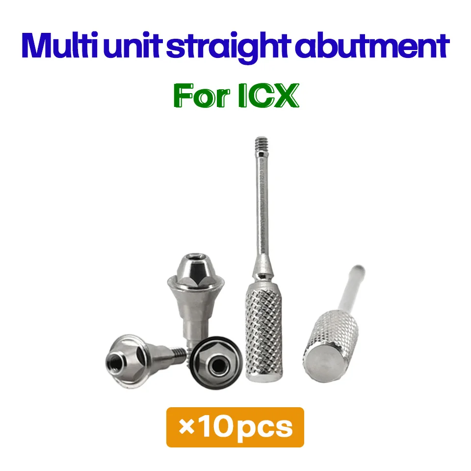 10pcs Dental Multi Unit Abutment Straight Type for ICX Implant Titanium Prosthetic Screw Abutments Dentistry Tools Supply