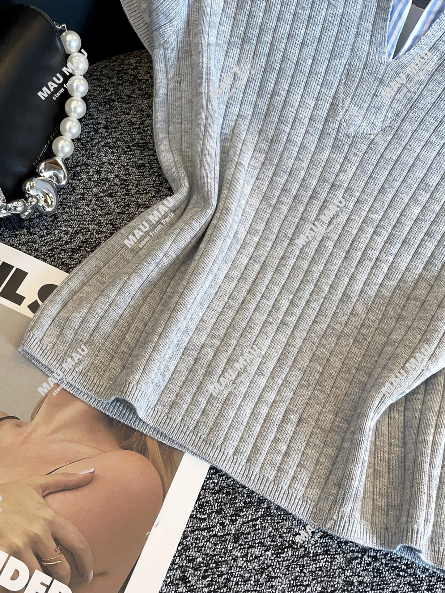 Cseta Informal de Punto a Rayas para Mujer, Estilo de Dos Piezas Falsas, Cómoda, Transpirable, Material Suave, Manga Corta...