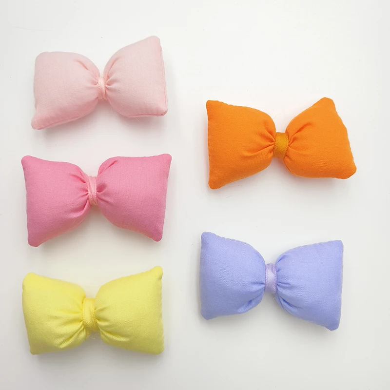 10Pcs/Lot 6*4CM Fabric Bowknot Padded Appliques For DIY Handmade Children Headwear Garment Accessories Patches