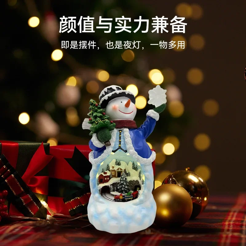 

Electric Rotating Snowman Christmas Tree Lantern with Music LED Light Decorations 2025 New Year's Gift
