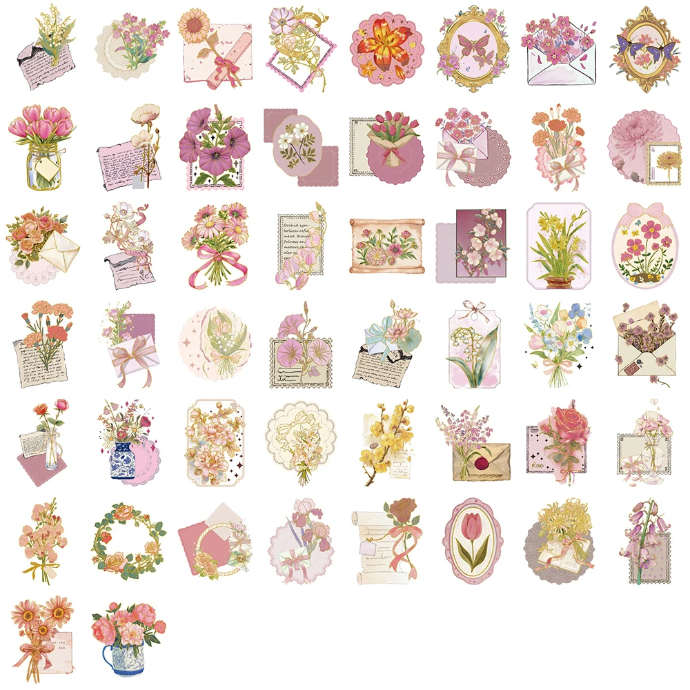 10/30/50 قطعة الفن الرجعية الجمالية الزهور الكتابة على الجدران ملصقات لطيف الكرتون الحيوانات الأليفة الشارات الهاتف الأمتعة دفتر ملصق مضاد للمياه هدية #5