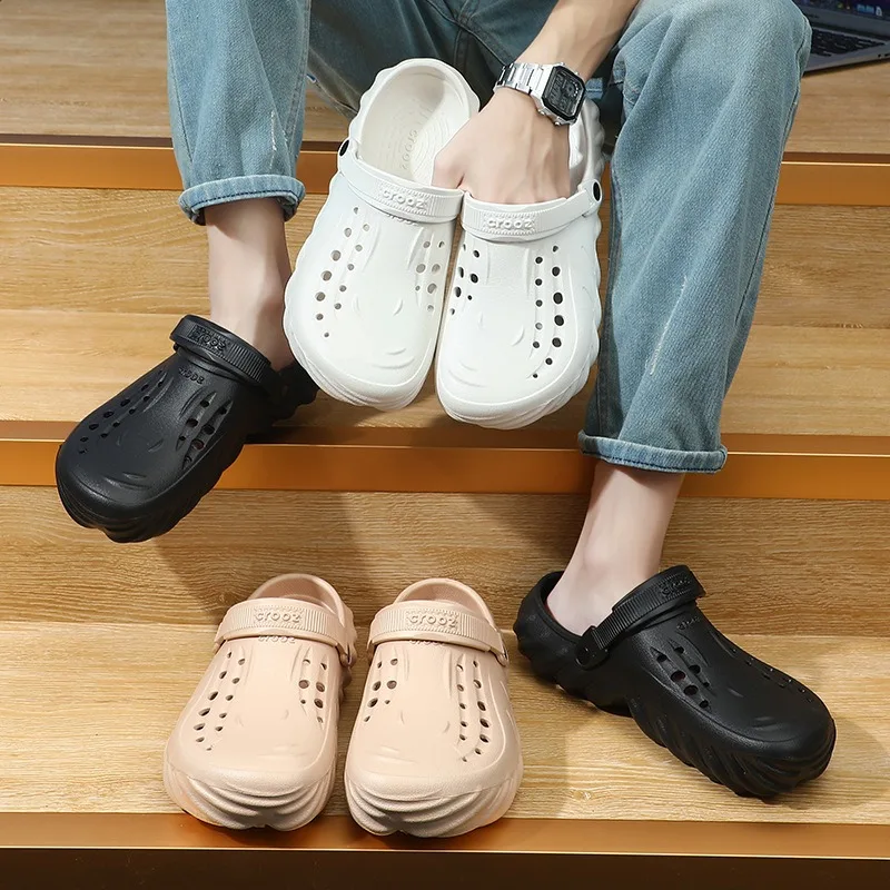 

Clogs Men Sandals Summer EVA Lightweight Outdoor Solid Casual Toe Shoes Anti Slip Thick Sole Beach Slides Couple Garden Slipper