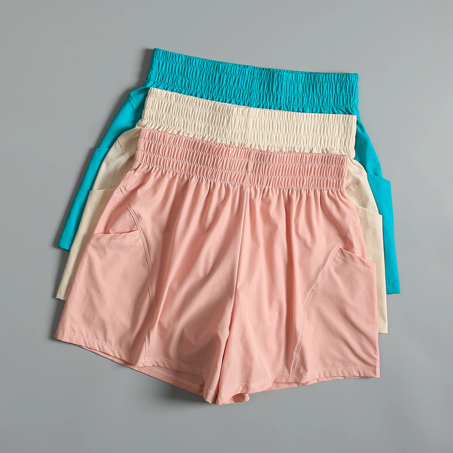 High Waist Sporty Shorts Women's Summer Breathable Quick Dry Yoga Fitness Three-quarter Length Anti-Light Running Casual Pants
