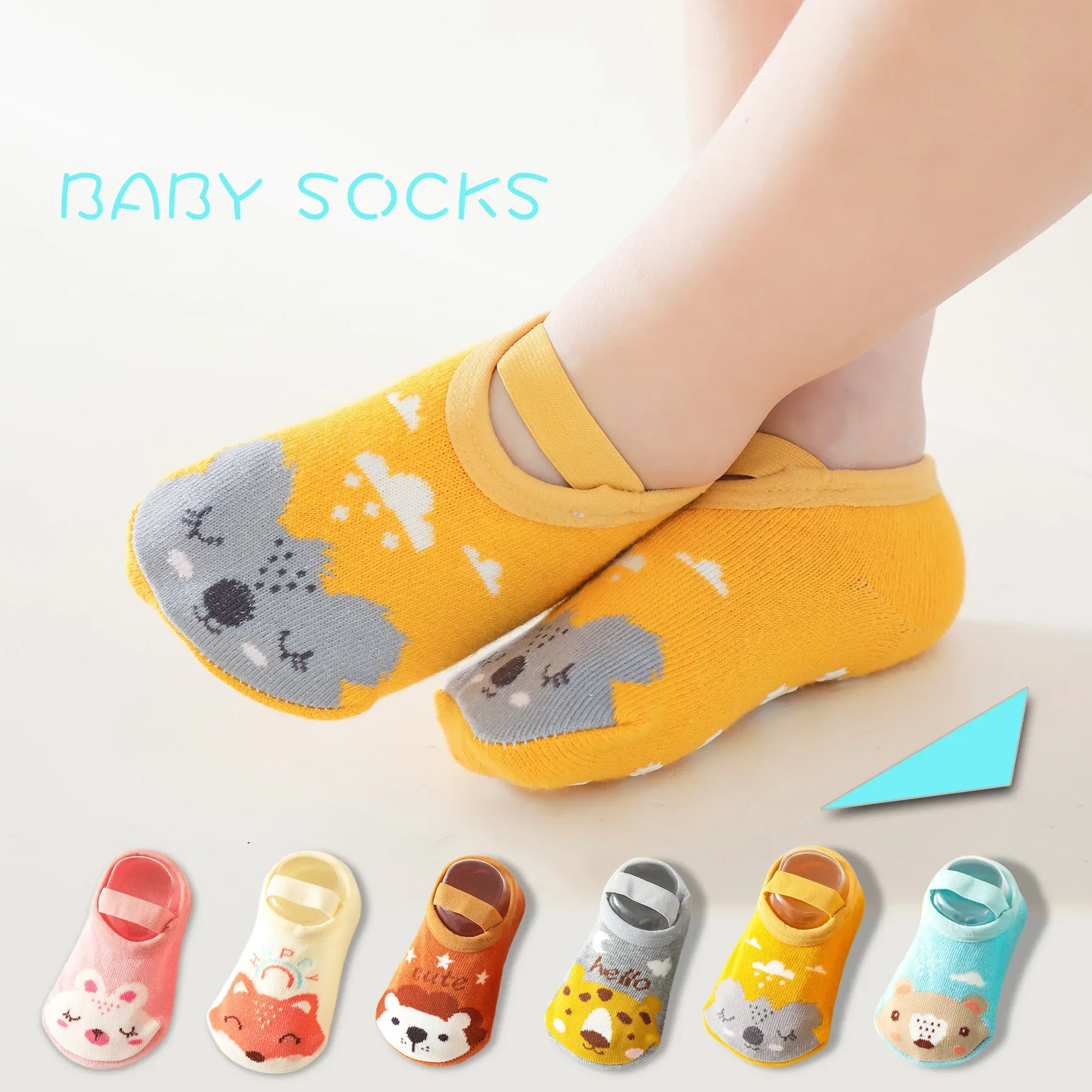 2024 Cartoon Baby Socks Infant Newborn Anti-Slip Cotton Floor Socks For Girls Boys Cute Unisex Rubber Grips Toddler Socken