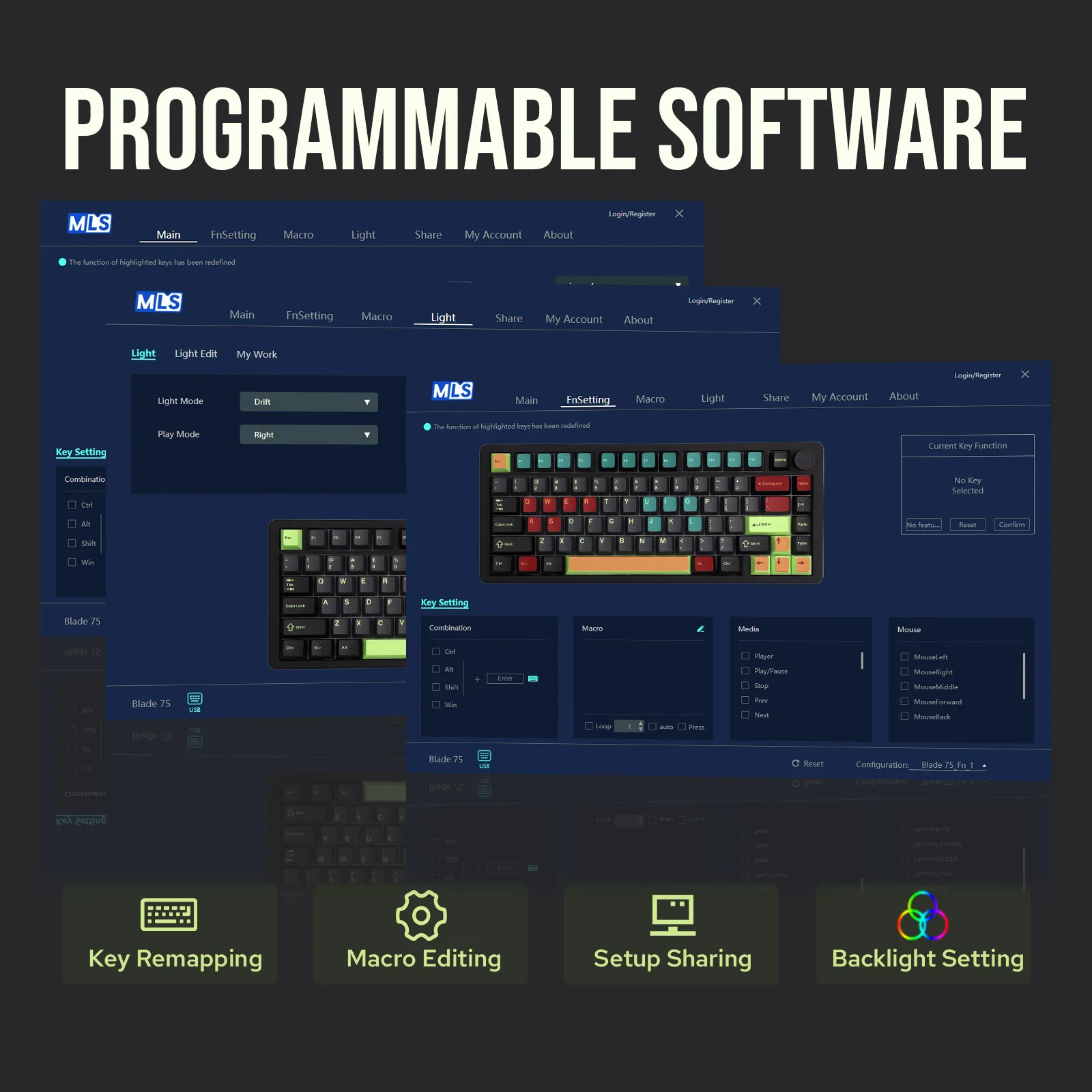 Meclands blade75 junta de troca quente sem fio bt5.0/2.4ghz/USB-C teclado mecânico de alumínio com fio para win/mac/jogos/escritório