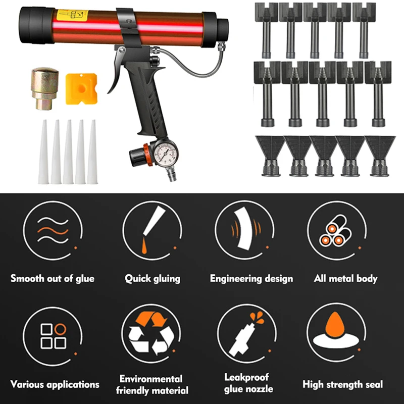 Adjustable Pneumatic Glass Glue Air Rubber Tool 310Ml Hard Glue Sealant Applicator Caulking Tool