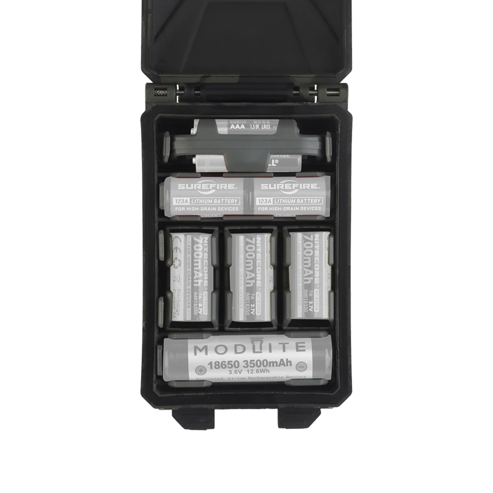 Battery Storage Case Waterproof Battery Organizer Holder Case with Movable Inserts For CR2032 AAA 18650 18350 CR123A Batteries
