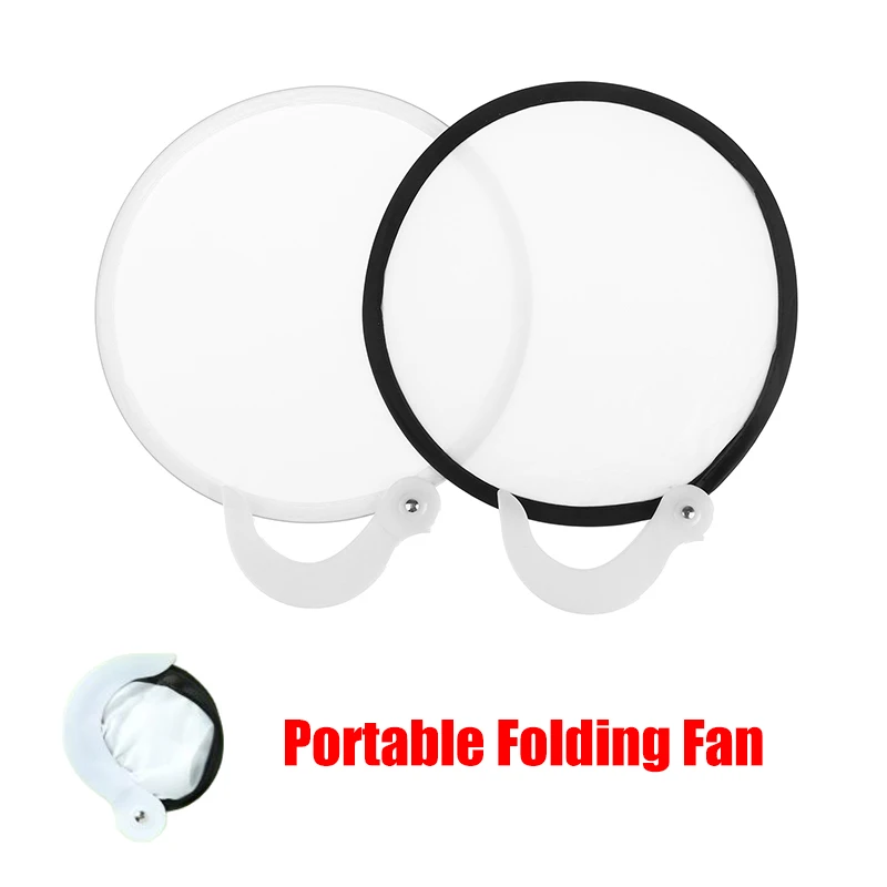 Abanicos redondos en blanco plegables portátiles, Mini ventilador de mano sencillo de verano, manualidades decorativas, pintura de baile DIY, 1 ud.