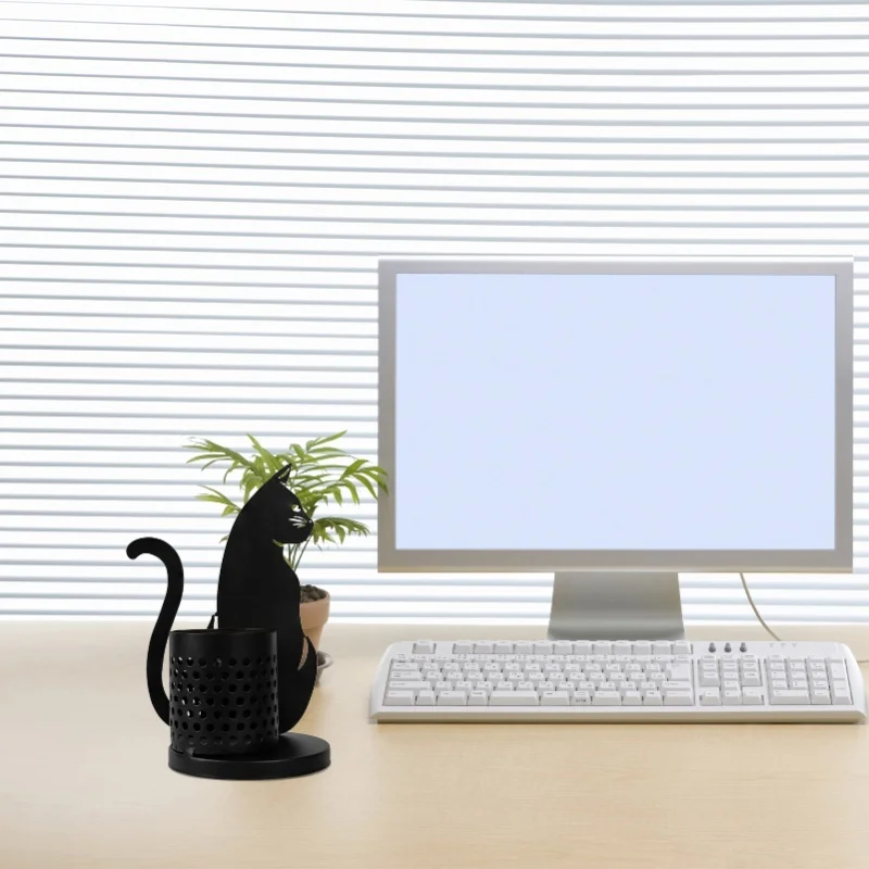 Metal Pen Holder Black Cute Animal Desk Pencil Organizer For Office Home Decor