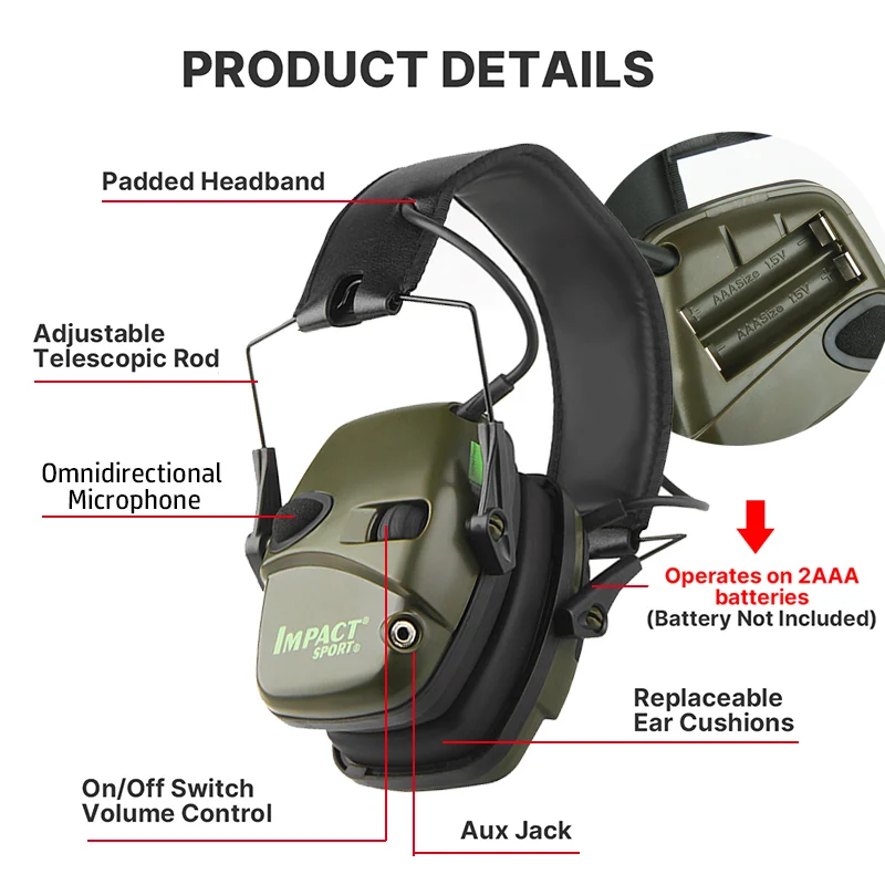 Electronic Shooting Earmuffs Tactical Impact Sound Amplification Headset Ear Protection Anti-noise Ear Muff With bag