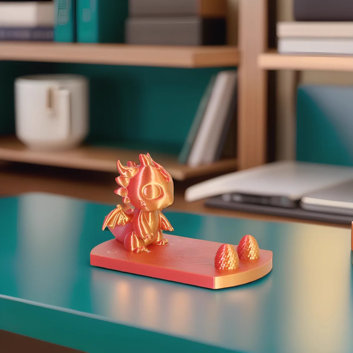 A Cute Little Dragon And Dongdan Combination Phone Holder A Fun And Beautiful Desktop Ornament And A Mobile Tablet Holder