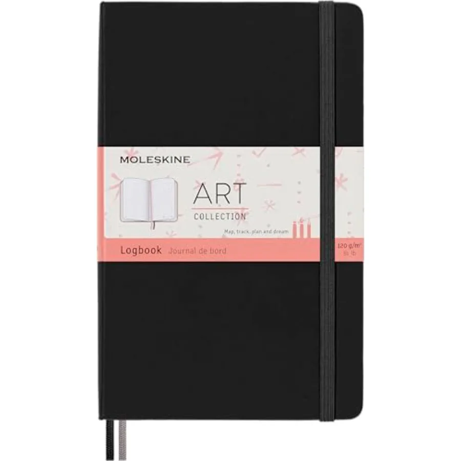 

Art Logbook, Hard Cover, Large 5" x 8.25",Dotted, Black, 160 Pages